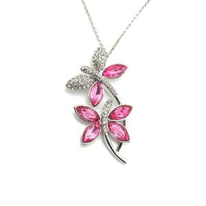 Beautiful Dragonfly Necklace Pretty in Pink